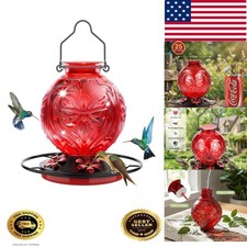 Glass Hummingbird Feeder for Outdoors Hanging, 25Oz Humming Bird Nectar Feede...