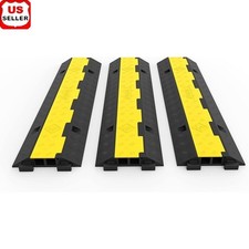 3 Packs Cable Protector Ramp 2 Channel Slip Resistant Rubber Speed Bump New