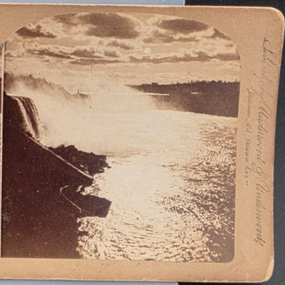 General View from Suspension Bridge Niagara Falls C Bierstadt Stereo View
