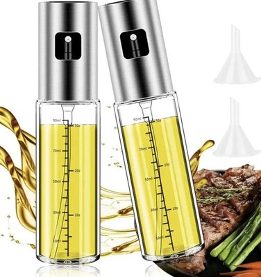 2er Set Edelstahl Olivenöl Sprüher Kochen Mister Spray Pumpe feine Flasche Küche