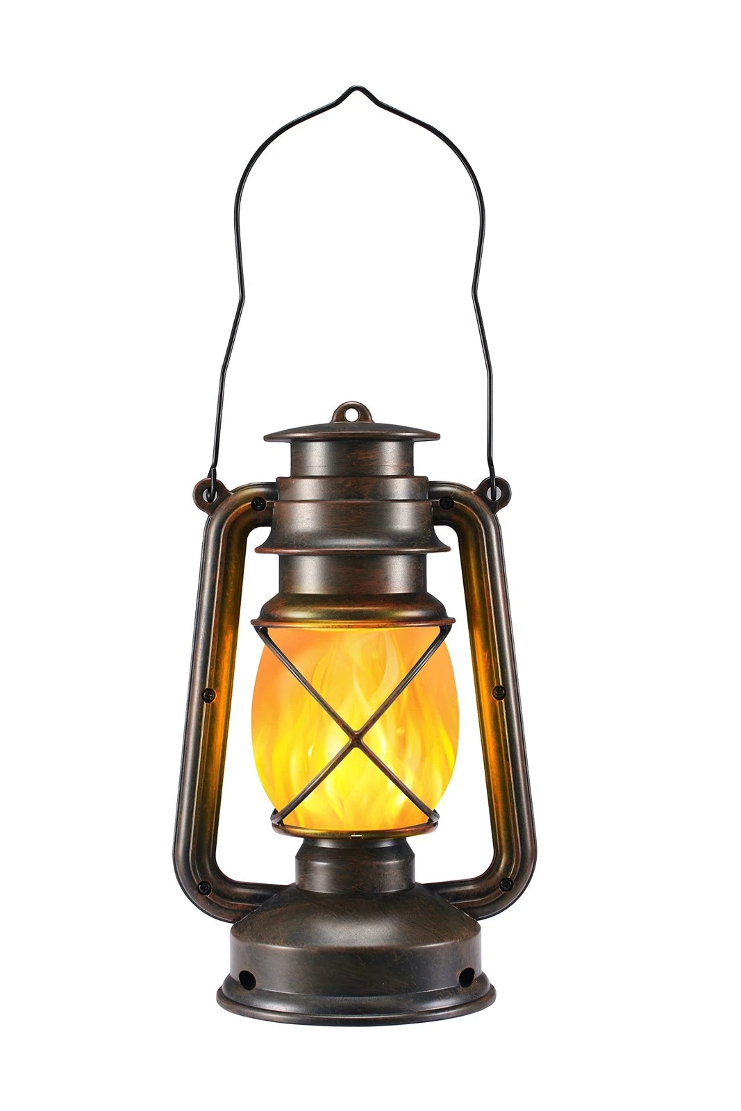 Vivid Flame LED Lantern - Outdoor & Garden Decoration, Vintage LED Flame Effe...