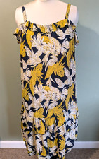 JD Williams Sleeveless Maxi Dress UK Size 22 Adjustable Straps Yellow Mix Floral