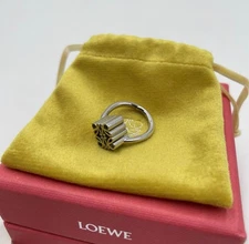 Loewe Women Accessory Ring Size 6.5 Anagram Silver Metal Fittings Ladies Limited