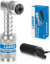 90 Degree Grease Gun Coupler - Upgraded 4-Jaw Quick Release Lock on Grease Coupl