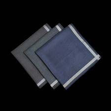 Cotton Handkerchief Plain Satin Pocket Square Soft Gentleman Style 3 Pack