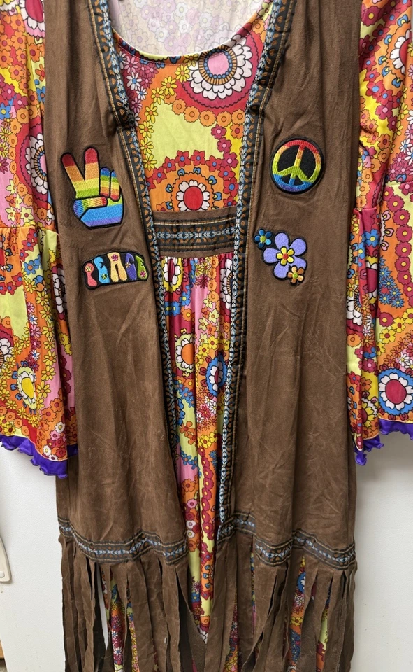Веселый хиппи костюм женщин ранее принадлежал в очень хорошем состоянии один размер - Изображение 3 из 4