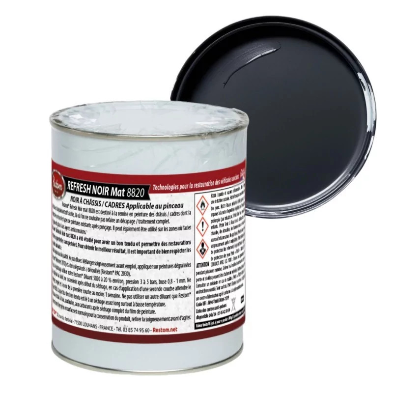REFRESHNOIR 8820 noir mat a châssis 500ml pour restauration de cadre