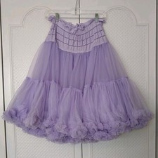 Vintage square dance crinoline lavender layered Petticoat soft Ruffle Skirt O/S