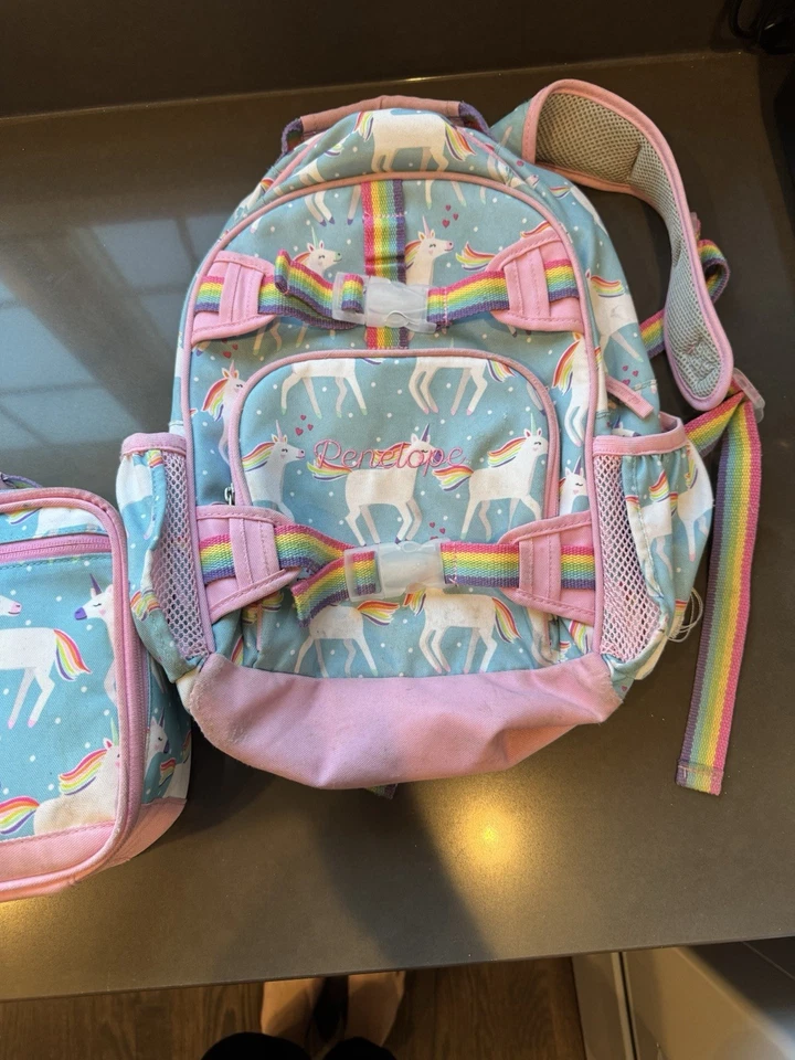 Mochila y bolsa de almuerzo Pottery Barn unicornio rosa púrpura Foto 2 de 3