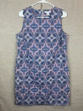 Tabitha Webb Size 8 Sleeveless Multicolor Shift Shirt  Dress Knee Length Pockets