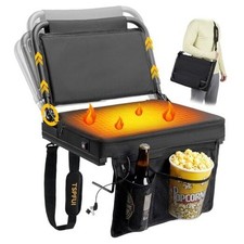 Heated Stadium Seat with Back Support Foldable Bleach Chair,Portable Heatable