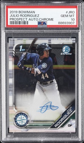2019 BOWMAN PROSPECT AUTOS CHROME #JRO JULIO RODRIGUEZ PSA 10 AUTO