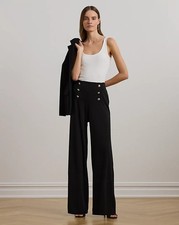 Lauren Ralph Lauren Stretch Jersey Wide-Leg Pants Black Size XS SALE $145