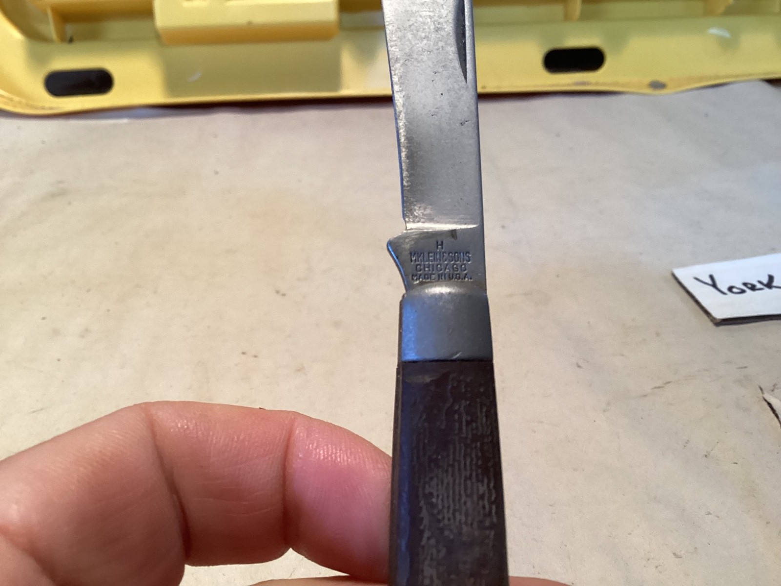 Vintage Klein model #H folding single blade pocket electrician knife