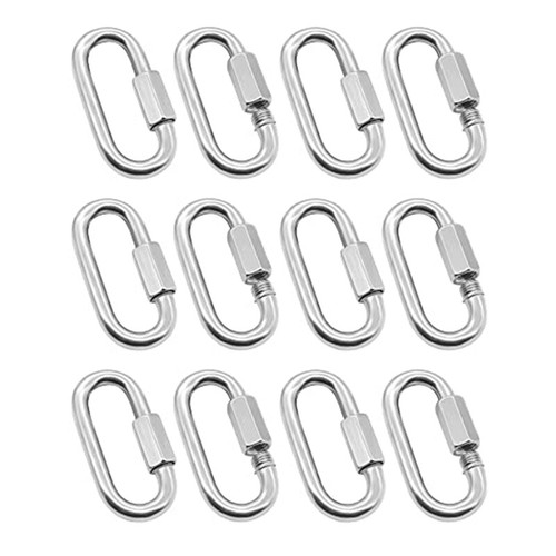 1X(12 Pack Link 5/32 Inch Heavy Duty Carabiner D Shape Chain for