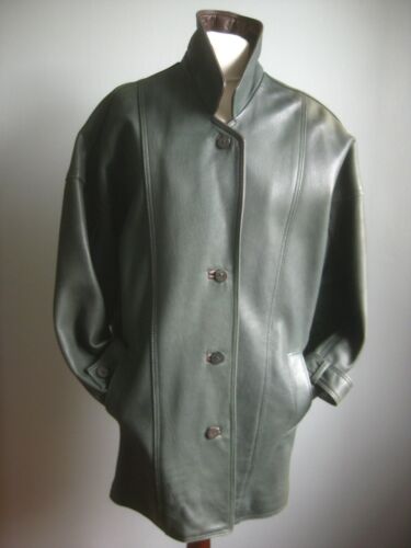 VINTAGE NEW WAVE LEDERJACKE 12 10 oversized relaxed 80er 90er grün LAKELAND - Bild 20 von 21