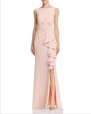 Eliza J EJ9M0110 Sleeveless Cascading Ruffle Front Gown SZ 2 Blush