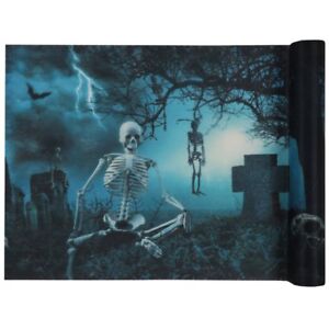 Tischband Tischläufer Skelette am Friedhof Halloween Horror Grusel Dekoration