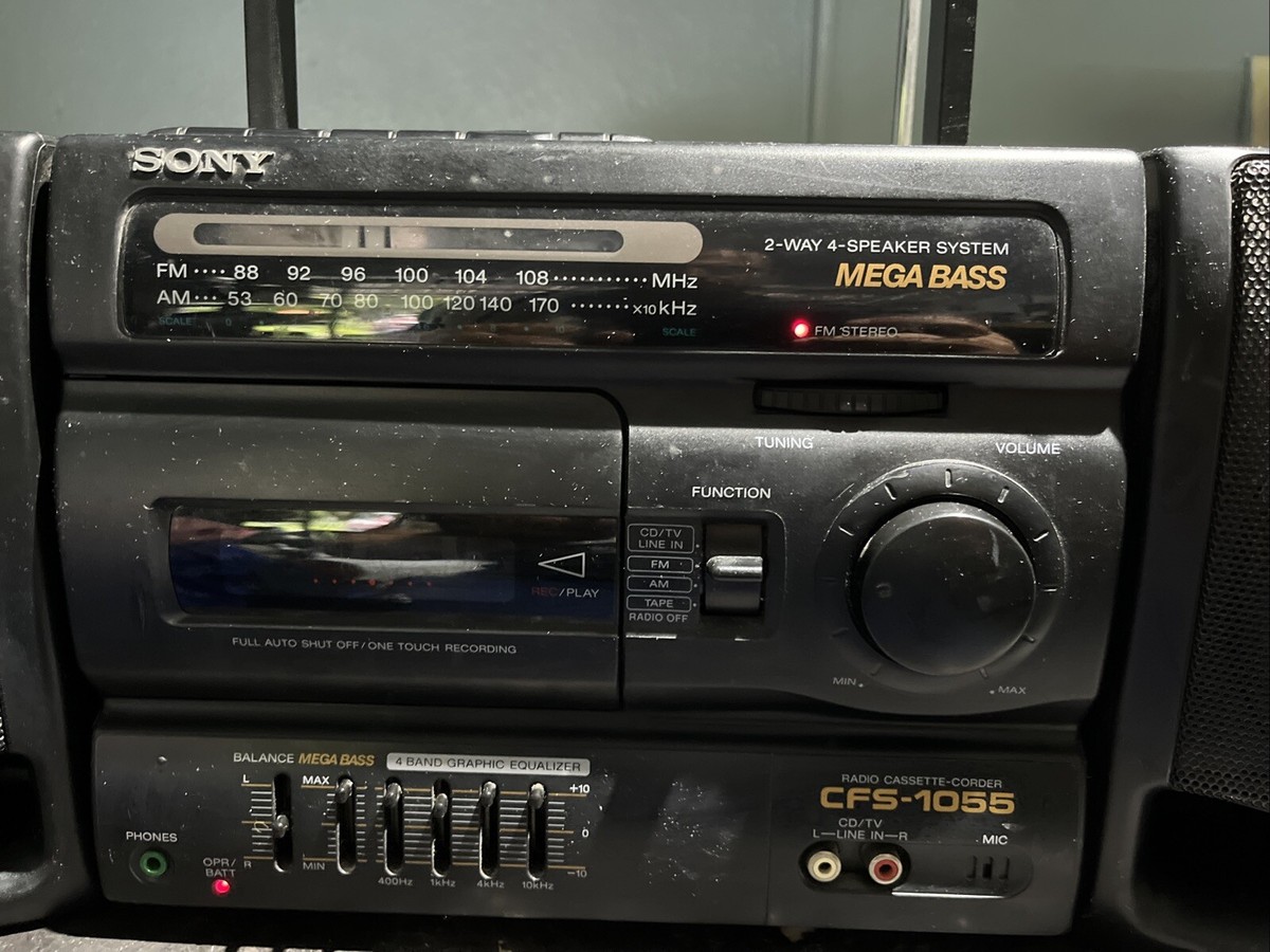 Sony CFS-1055 AM/FM Cassette Player Boombox 5-Band Equalizer Mega