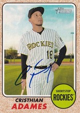 CRISTHIAN ADAMES SIGNED AUTO'D 2017 TOPPS HERITAGE CARD #172 COLORADO ROCKIES