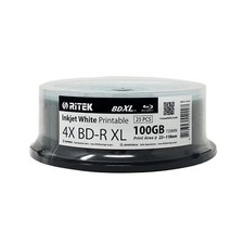 25 Pack Ritek BD-R XL BDXL 100GB Archival Grade Triple Layers 4X White Inkjet...