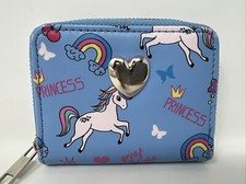 Princess Unicorn Wallet Blue rainbows Heart Butterfly Cherry 5x4