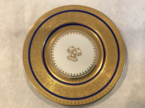 "Raynaud & CO limoges Francia placa de porcelana patrón bizancio filete azul 6,5" - Imagen 7 de 9