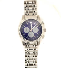 IceTime 40mm Men's White Gold Steel Watch Iced 0.10ct Diamonds Blue Dial Mk321