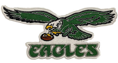 Philadelphia Eagles Big 6.5" Iron-On Embroidered Patch - Silver, Football Team Logo, Free Tracking