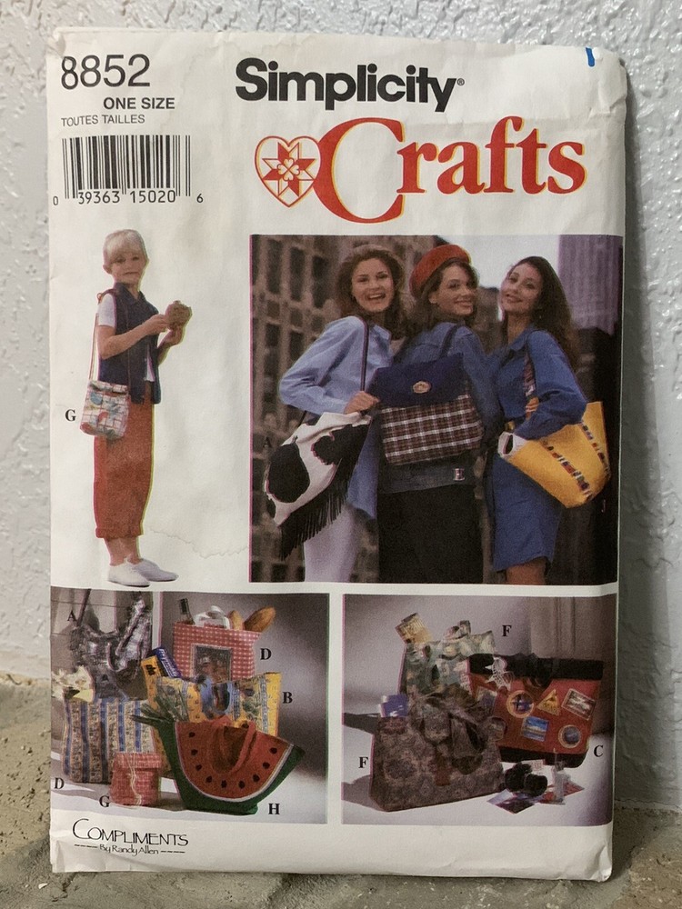 Simplicity Craft 8852 Pattern HANDBAGS 7 Styles Purse Tote Shoulder Grocery Bag