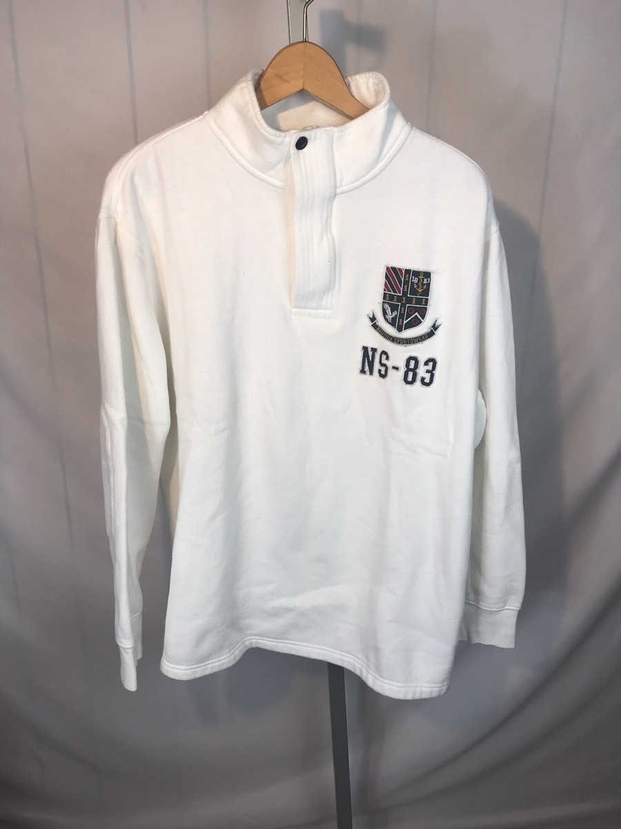 NAUTICA Sportswear Sweater 1/4 Zip PATCH White Crest Patches Sz XL