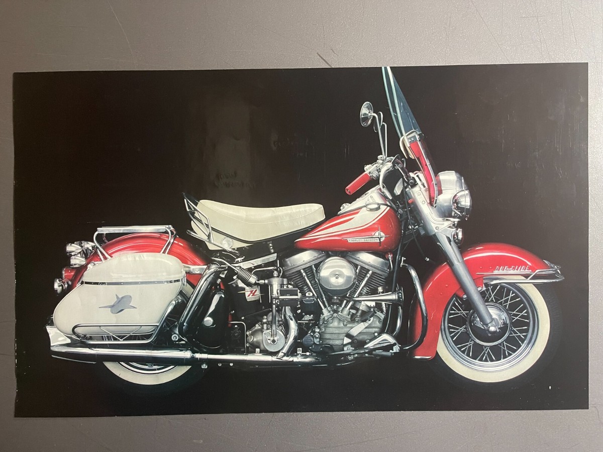Harley Davidson ハーレーダビッドソン 16 フレームプリント 1968 Harley Davidson FLH Motorcycle Picture, Print - RARE