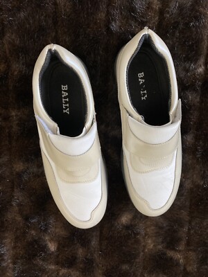 Women's BALLY Designer Patent Leather Diamond Sneakers Shoes, Cream As  Is