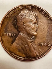 1946-D Lincoln Cent/error Die Break. No Mint Mark.