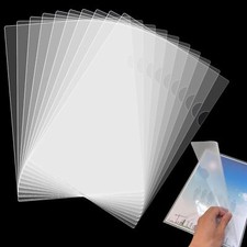 10 Pack Clear Document Folder L-Type Plastic File Clear Folders Letter Size P...