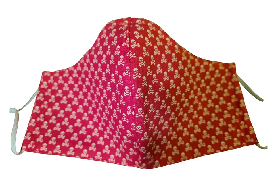 Skull & Crossbones ~ Ladies Shaped Face Mask, Triple Layer, Nose Wire ~  Made UK - Image 3 of 4