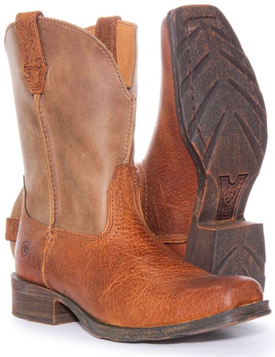 Ariat Rambler Square Toe Pull On Cowboy Mid Boot In Brown Women Size UK 3 - 9 - Picture 5 of 6