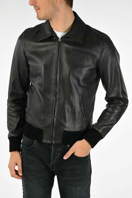 NOORA Mens Man Black Suede Leather Bomber Jacket, Simple & Decent Look Jacket