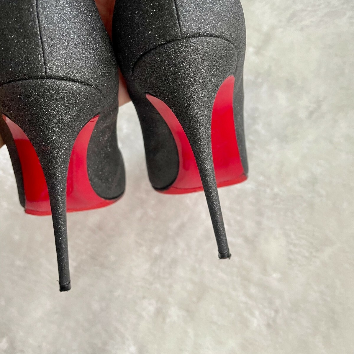 CHRISTIAN LOUBOUTIN SO KATE BLACK GLITTER PUMPS 120mm - Size 38