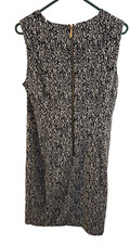 Calvin Klein Women's Dress Fitted Silhouette Sleeveless White Black Abstract 10