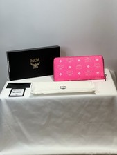 MCM Hot Neon Pink Aren Visetos Zip Around Wallet
