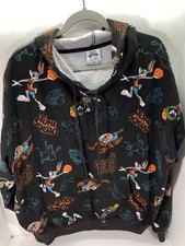 Space Jam Sweatshirt Mens XL Black Bugs Bunny Tune Squad Hooded Kangaroo Pockets