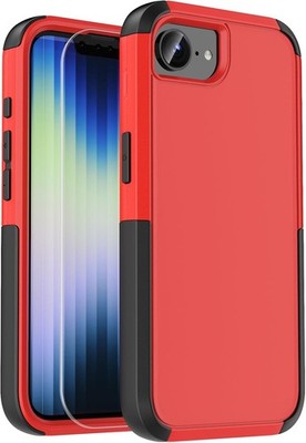X-belmox Heavy Duty Phone Case for iPhone 16E, 6.1'', Red/Black 