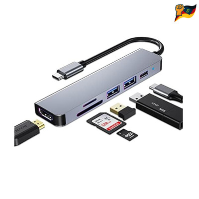 USB C Hub SZPACMATE 6 in 1 Adapter 4K HDMI USB 3 SD TF für MacBook Pro Air, 100W