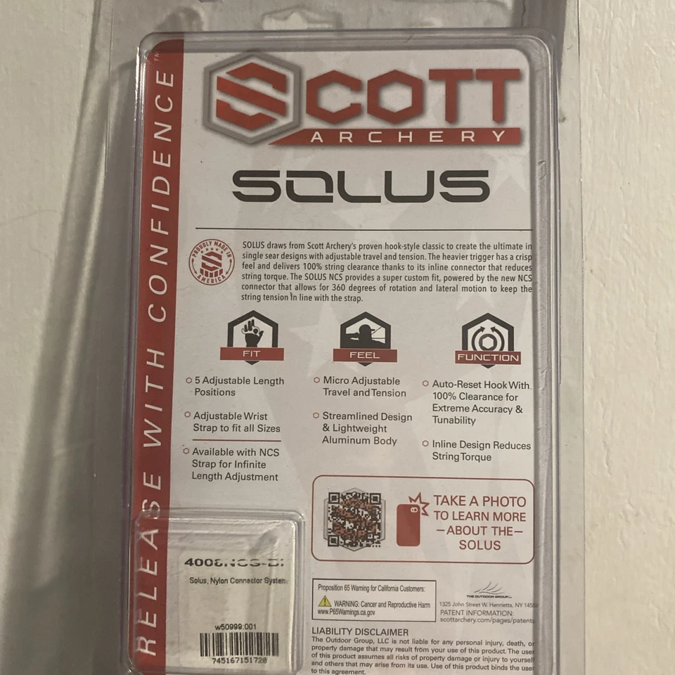 Scott Archery Solus Release - Black - 4008FS-BK - Image 2 of 3