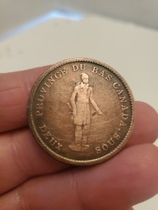 1837 Canada One Penny Bank Token Province Du Bas Canada Deux Sous
