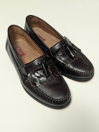 GH Bass Weejuns Grammer I Mens 9.5D Burgundy Leather Tassel Kiltie Loafers