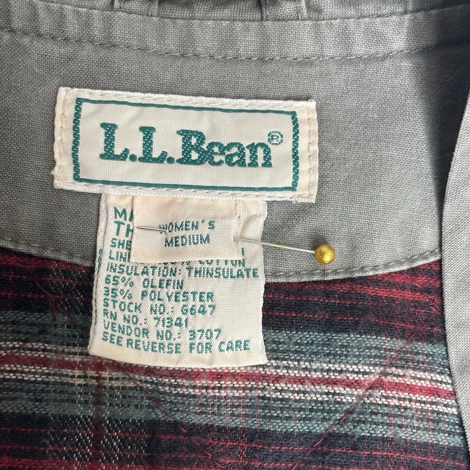 LL BEAN Flannel Lined Thinsulate Utility Fishing Vest Women Medium/ Men Small - Image 4 of 4