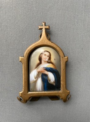 Portrait der Jungfrau, Porzellanmalerei, Reisealtar
