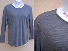 SEG'MENTS Merino Wool Washable top XXL 2XL Gray Tonal Stripe base layer shirt